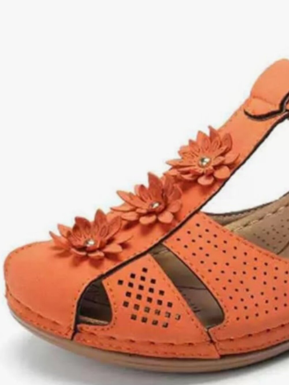 Orange Comfort Bed Women's Short Wedge Summer Sandals Size 11-12 New - Picture 2 of 7